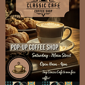 I was tasked with creating a campaign for the grand opening of a new Pop Up coffee shop called the Classic Cafe.  Ein Projekt aus dem Bereich Grafikdesign von Jessica Scribner - 28.03.2025
