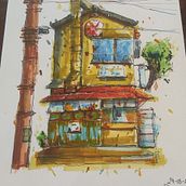 Ristorante Giapponese . Un projet de Illustration architecturale, Dessin, Illustration à l'encre, Carnet de croquis , et Esquisse  de Angelo Lasala - 30.03.2025