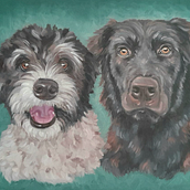 Benji & Daisy. Artes plásticas, Ilustração naturalista, Pintura a óleo, e Pintura projeto de Julie - 31.03.2025