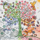 Festival des Saisons. Un projet de Illustration numérique, Aquarelle, Créativité , et Dessin numérique de Rozangela Elias - 01.04.2025