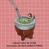 Cuando nada me apura, solo queda un mate lavado eterno. Comic, Desenho, Desenho digital, Ilustração tradicional, Ilustração digital, Instagram, e Redes sociais projeto de María Belén Piñeiro - 01.04.2025