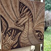 Pyrography Dragon Plaque on Lime Wood. Arts, Crafts, Traditional illustration, and Woodworking project by Martin Oxby - 04.01.2025