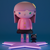 Personaje kawaii - Neshi. Un projet de Illustration traditionnelle, Conception de personnages, Illustration numérique, Modélisation 3D , et Manga de Dania Morales - 01.04.2025