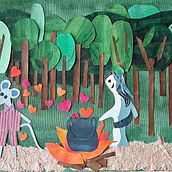 Liefdesbos. Design de personagens, Ilustração infantil, Colagem, Criatividade para crianças, Ilustração tradicional, e Papercraft projeto de kristintielemans - 05.04.2025