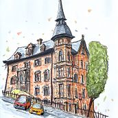 House in Munich. Architectural Illustration, Drawing, Ink Illustration, Sketchbook, and Sketching project by simon_munich - 04.05.2025