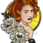 Mulher e Peônias. Un progetto di Disegno digitale, Illustrazione digitale, Disegno e Design di tatuaggi di Karen Laurindo - 06.04.2025