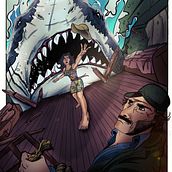 Tiburón Película 1975. Un progetto di Character design, Disegno, Illustrazione digitale e Disegno digitale di David Rojas Villalobos - 13.04.2025