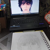 Jungkook Retrato. Artistic Drawing, Drawing, Portrait Drawing, Sketchbook, and Sketching project by Ania - 04.14.2025