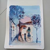 Watercolor architecture painting. Drawing, Watercolor Painting, Architectural Illustration, Sketchbook, and Sketching project by stasiatop - 04.14.2025