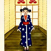 Gentle steps of a Japanese girl . Fine Arts, Gouache Painting, Traditional illustration, and Painting project by Marta Nielsen - 04.16.2025