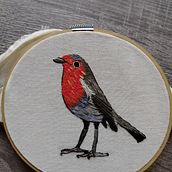 Petirrojo . Embroider, Traditional illustration, and Textile Design project by artemisaqm - 04.17.2025