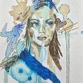 Retrato Fluido con tinta china. Drawing, Painting, and Watercolor Painting project by Oscar Figueroa - 04.18.2025