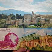 Granada (Alhambra). Traditional illustration, Architectural Illustration, Watercolor Painting, and Sketchbook project by mireiagascon - 04.18.2025