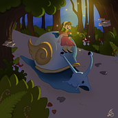 Fantasie Nacht . Een project van Digitale illustratie, Ontwerp van personages,  Creativiteit y Kinderillustratie van Lucía García de la Ossa - 19.04.2025
