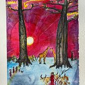 Sunset in Africa. Artes plásticas, Pintura, e Pintura em aquarela projeto de Christian Gutknecht - 19.04.2025