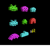 Lowpoly Voxel Space Invader Pack. 3D, and Video Games project by dbr3d - 04.20.2025