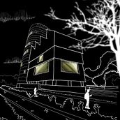 Ilustración digital Museo Júmex. Digital Illustration, Drawing, Digital Drawing, and Architecture project by Rubén Eduardo Alvarado Castillo - 04.21.2025