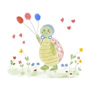 Ilustración digital de una tortuga para un libro infantil.. Un proyecto de Ilustración digital, Ilustración tradicional, Pintura a la acuarela e Ilustración infantil de Christina Malinjod - 21.04.2025