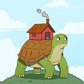 Home That Moves Slowly. Een project van Digitale illustratie van febrian prakarsa - 22.04.2025