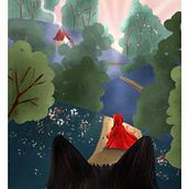 Little Red – A Tale at Dusk. Un projet de Illustration numérique, Design graphique, Design , Stor, telling, Créativité, Dessin numérique, Peinture numérique, Album illustré et Illustration jeunesse de Rina De Vuono - 22.04.2025