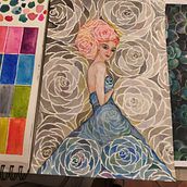 Illustrazione di moda con suggestione botanica . Fine Arts, Traditional illustration, Painting, Watercolor Painting, and Color Theor project by tittit - 04.22.2025