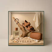"Mar & estilo de alma Atemporal" Vitrina para VELEZ Colombia, . Paper Craft, Interior Decoration, DIY, Retail Design, and Spatial Design project by jordymartinezv - 04.23.2025