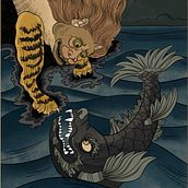 Unexpected encounters: series of silk prints based on japanese mythology. Ilustração digital, Artes plásticas, e Desenho projeto de Marina - 25.04.2025