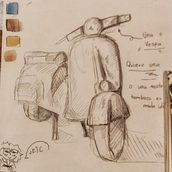 Vespa. Un projet de Illustration traditionnelle, Illustration architecturale, Aquarelle , et Carnet de croquis de Ana Valeria Pérez Maya - 27.04.2025