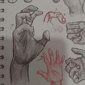 Practica manos. Artistic Drawing, Drawing, Figure Drawing, Fine Arts, Ink Illustration, Pencil Drawing, Portrait Drawing, Realistic Drawing, Sketchbook, and Sketching project by Laura Garcia Ortiz - 04.27.2025