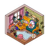 Isometric Retro Room. 2D Animation, Animation, Character Design, Digital Illustration, Traditional illustration, and Manga project by Polina Gruzdeva - 04.30.2025