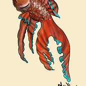 Golden fish. Botanical Illustration, Drawing, Traditional illustration, Naturalistic Illustration, and Tattoo Design project by Camila Geering - 05.03.2025