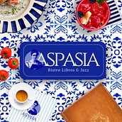 Aspasia Bistro Librería. Un progetto di Graphic design, Illustrazione digitale, Belle arti, Design, Marketing, Br, ing, Br, identit, Creatività, Marketing digitale, Design digitale, Progettazione dello spazio e Pubblicità di Paola Ortiz Minier - 03.05.2025