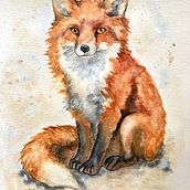 Retrato otoñal de un zorro en acuarela. Desenho realista, Ilustração tradicional, Ilustração naturalista, e Pintura em aquarela projeto de paloma_vilches - 04.05.2025