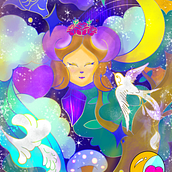 The Spirited 🌿💜🐑. Color Theor, Digital Illustration, Drawing, Traditional illustration, Watercolor Painting, and Design project by Sandra Kimura - 05.07.2025