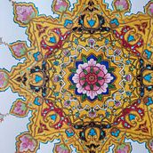 Colorful and floral shamsa. Drawing, Ink Illustration, Painting, and Pattern Design project by cjimenezledesma - 05.07.2025