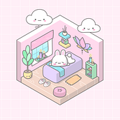 Isometric Spa Room Ein Projekt aus dem Bereich Design von Figuren, Digitale Illustration und Digitale Zeichnung von Ine - 07.05.2025