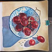 Gouache grapes - my final project. Color Theor, Fine Arts, Gouache Painting, and Painting project by Yulia Otroshchenko - 05.10.2025