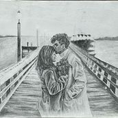 "a kiss in the harbor"- Graphite Light and Shade Study. Een project van Traditionele illustratie,  Tekening y  Beeldende kunst van Elijah Jane - 14.05.2025