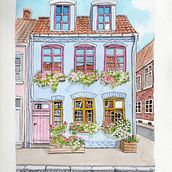 Casa azul. Architectural Illustration, Drawing, Painting, and Watercolor Painting project by Katarzyna Śpiewak - 05.15.2025