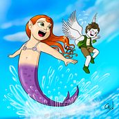 Gibrant y su amiga sirena. Character Design, Comic, Digital Illustration, Traditional illustration, and Manga project by Gerardo Daniel Catacora Tello - 05.18.2025