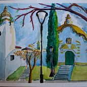 Acuarela al estilo impresionista: Pintura plen air de La Cúpula, Parque Ameghino, Luján, Bs.As. Argentina . Un proyecto de Pintura, Dibujo y Pintura a la acuarela de Mache Hernandez - 22.05.2025