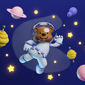 OSO ESPACIAL. Un progetto di 3D, Character design 3D, Progettazione 3D, Modellazione 3D, Character design, Illustrazione digitale e Disegno di Omar JC Ambriz - 23.05.2025