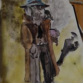 Detective Doggo. Character Creation. Un progetto di Illustrazione tradizionale, Disegno, Pittura, Pittura ad acquerello, Stor, telling e Creatività di manos2 - 25.05.2025