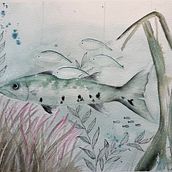 Barracuda and Friends. Traditional illustration, Naturalistic Illustration, Painting, and Watercolor Painting project by Amy Lagers - 05.25.2025
