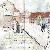 Urban sketch: Zagreb. Architectural Illustration, Drawing, Traditional illustration, Sketchbook, Sketching, and Watercolor Painting project by Mario Vukelic - 05.26.2025