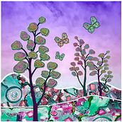 Whimsical Landscape: Tradigital Art. Creativit, Digital Drawing, Digital Painting, Collage, Floral, Plant Design, and Pixel Art project by Janine Rea - 05.30.2025