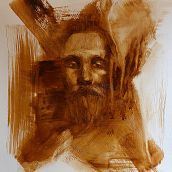 Monochromatic oil portrait . Fine Arts, Painting, Portrait Drawing, and Oil Painting project by Mariam Salama - 05.31.2025