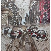 Urban Street Monsoon. Architectural Illustration, and Watercolor Painting project by vinit pandey - 05.31.2025