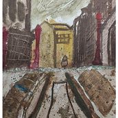 Urban street. Architectural Illustration, Watercolor Painting, and Painting project by vinitp8 - 05.31.2025