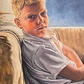 Oil Portrait of my son: Shepherd. Un proyecto de Bellas Artes, Pintura y Pintura al óleo de Lillian Neufeld - 02.06.2025